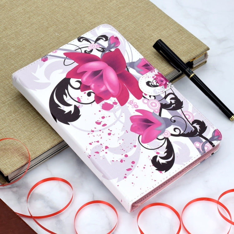 Colored Pattern Drawing Horizontal Flip PU Leather Case with Three-folding Holder for 10 inch Tablet PC(Flower) by bashfashion