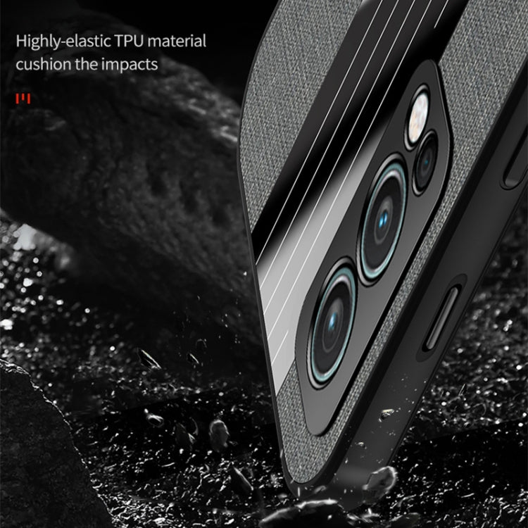 For OnePlus Nord 2 5G XINLI Stitching Cloth Texture TPU Phone Case with Ring Holder(Blue) by XINLI