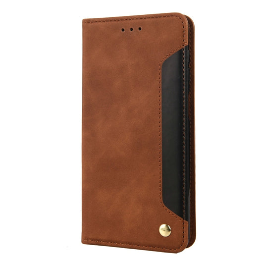 For Motorola Moto E32 Skin Feel Splicing Leather Phone Case(Brown) by bashfashion