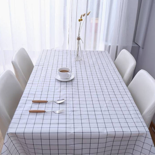 137x180cm Home Tablecloth No-wash PVC Coffee Table Cloth(White Plaid) by bashfashion