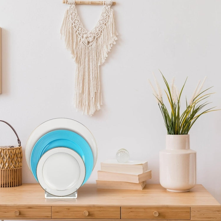 2pcs / Pack Acrylic Transparent Plate Storage Rack Tableware Display Stand by bashfashion