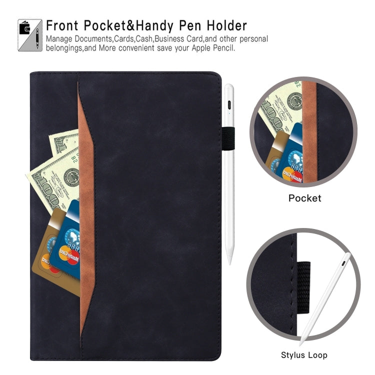 For Samsung Galaxy Tab S11 / S10 /S9 Splicing Shockproof Smart Leather Tablet Case(Black) by bashfashion