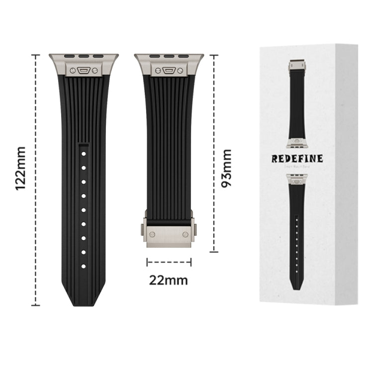 For Apple Watch Ultra 49mm Vertical Texture Titanium Buckle Elastic Silicone Watch Band(White) by bashfashion