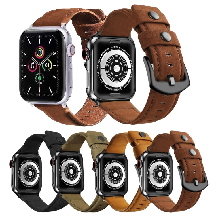 For Apple Watch 5 & 4 44mm / 3 & 2 & 1 42mm Leather Watch Band(Brown) by bashfashion