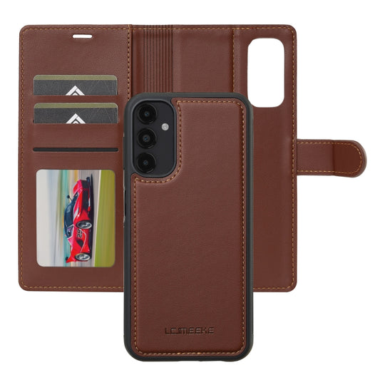 For Samsung Galaxy A14 4G / A14 5G LC.IMEEKE L2 Series Detachable Magsafe PU Phone Case with Lanyard(Brown) by LC.IMEEKE