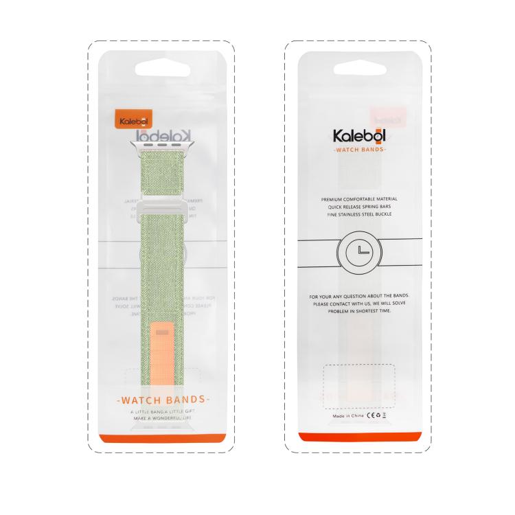 For Apple Watch 42mm / 41mm / 40mm / 38mm Kalebol Canvas Pattern Nylon Loop Strap(Army Green) by Kalebol