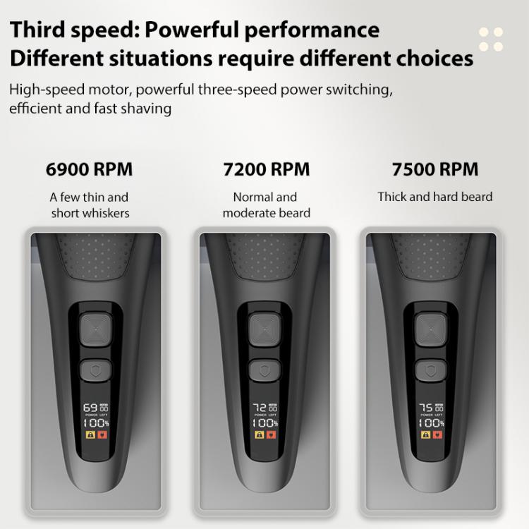 Full Body Washable LED Digital Display Reciprocating Electric Shaver(Exclusive Black + 1 Set of Blades) by bashfashion