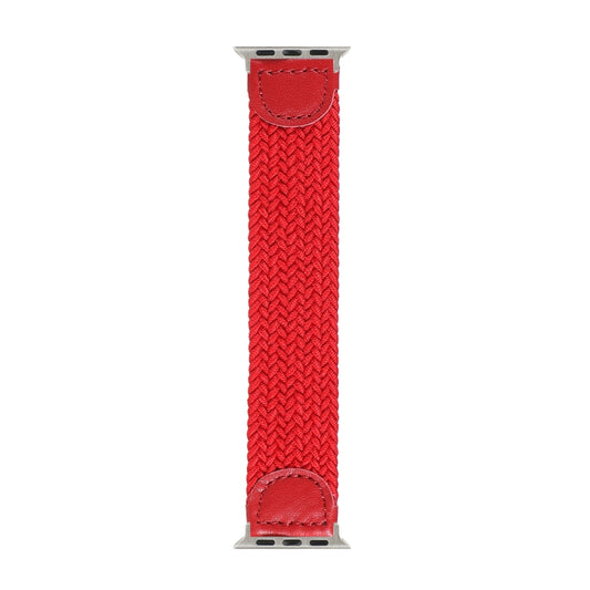 Nylon + Leather Braided Watch Band For Apple Watch Series 9&8&7 41mm / SE 3&SE 2&6&SE&5&4 40mm / 3&2&1 38mm, Size:S(Red) by bashfashion
