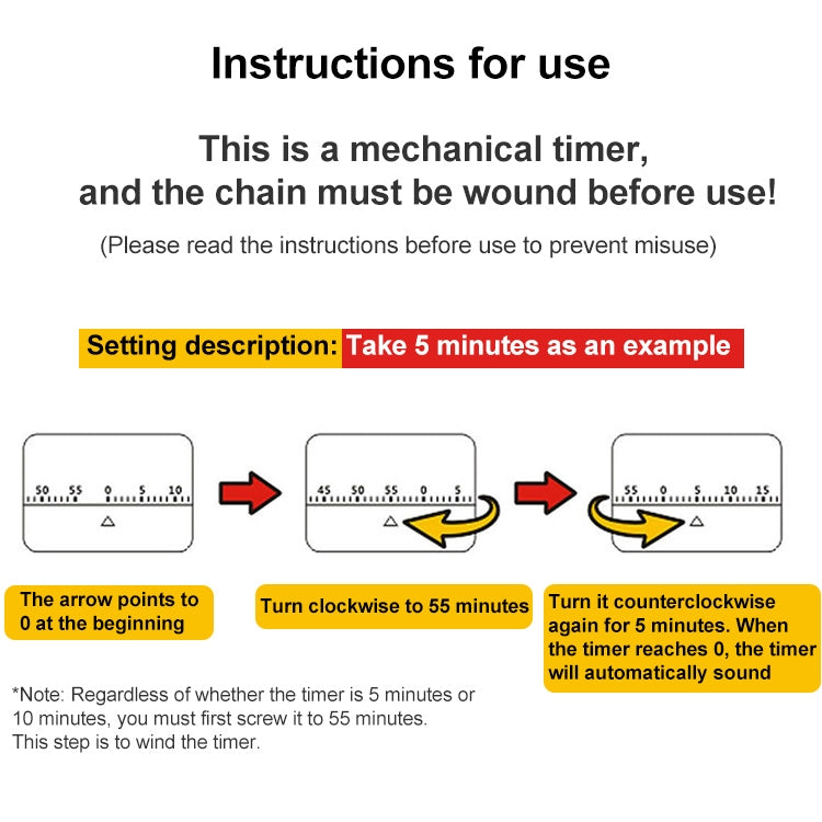 Chicken Shape 60 Minutes Mechanical Kitchen Cooking Count Down Alarm Timer Home Decorating Gadget, Random Color Delivery by bashfashion