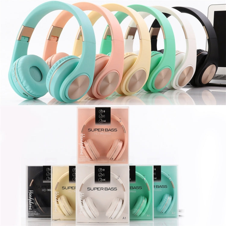 A1 Bluetooth 4.2 Candy Color Super Base Bluetooth Headphone, Support Music Play & Switching & Volume Control & Answer(Green) by bashfashion