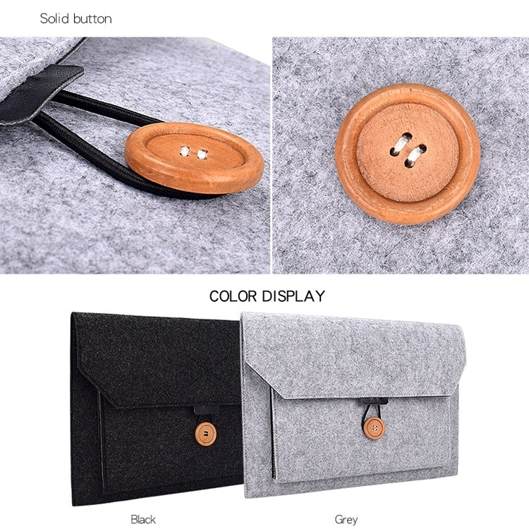 ND06 Multi-purpose Felt Button Laptop Inner Bag for 12.5 inch Laptop(Grey) by bashfashion