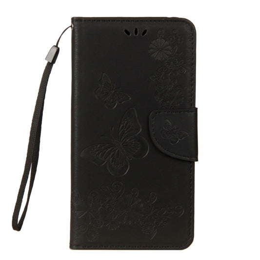 For Galaxy A8 (2018) Vintage Embossed Floral Butterfly Pattern Horizontal Flip Leather Case with Card Slot & Holder & Wallet & Lanyard(Black) by bashfashion
