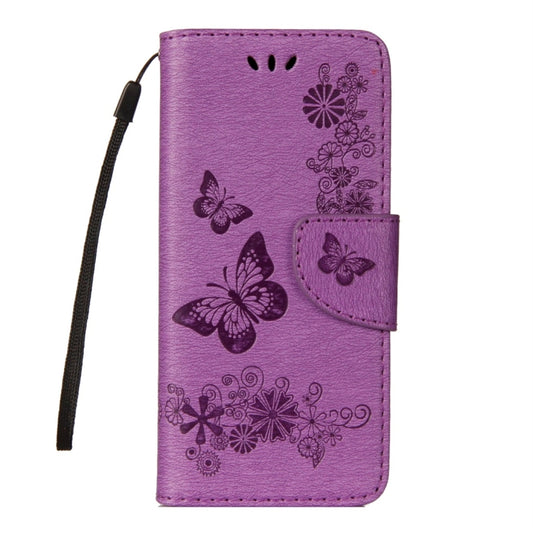 For Galaxy S9 Vintage Embossed Floral Butterfly Pattern Horizontal Flip Leather Case with Card Slot & Holder & Wallet & Lanyard(Purple) by bashfashion