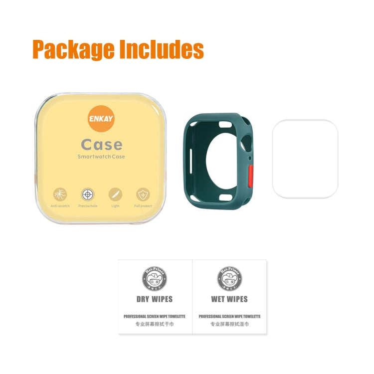 ENKAY TPU Case + Full Coverage PET Screen Protector For Apple Watch Series 9 / 8 / 7 45mm(Red) by ENKAY