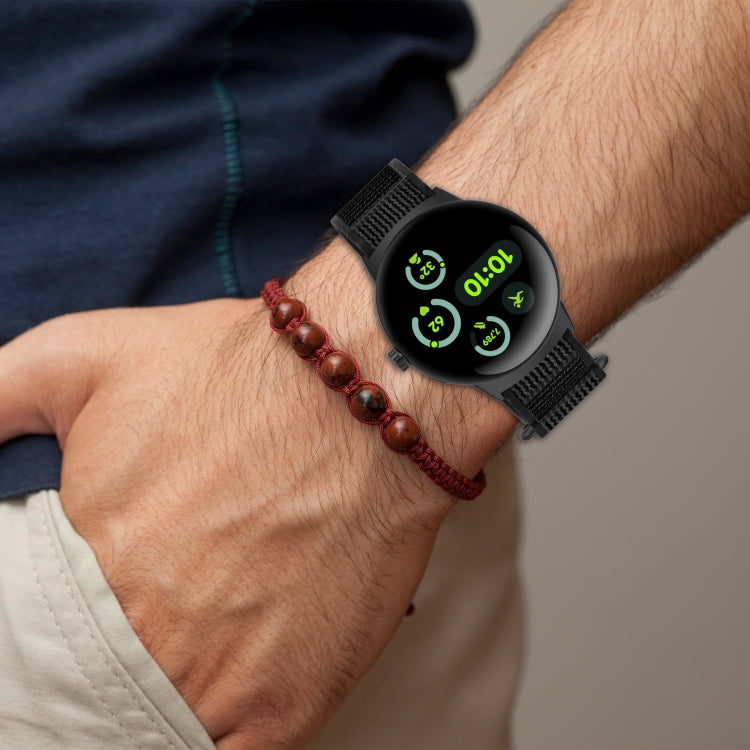 For Google Pixel Watch 3 41mm Nylon Woven Hook and Loop Fastener Watch Band(Black Gray) by bashfashion