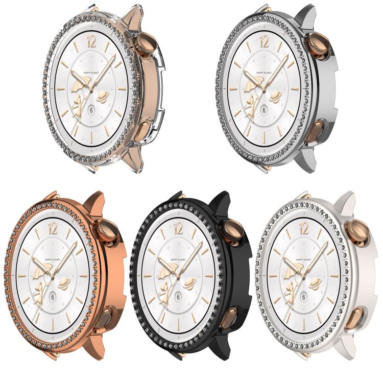 For OnePlus Watch 3 43mm Single Row Diamond Half Coverage Hollow PC Watch Protective Cover(Glossy Starlight Color) by bashfashion