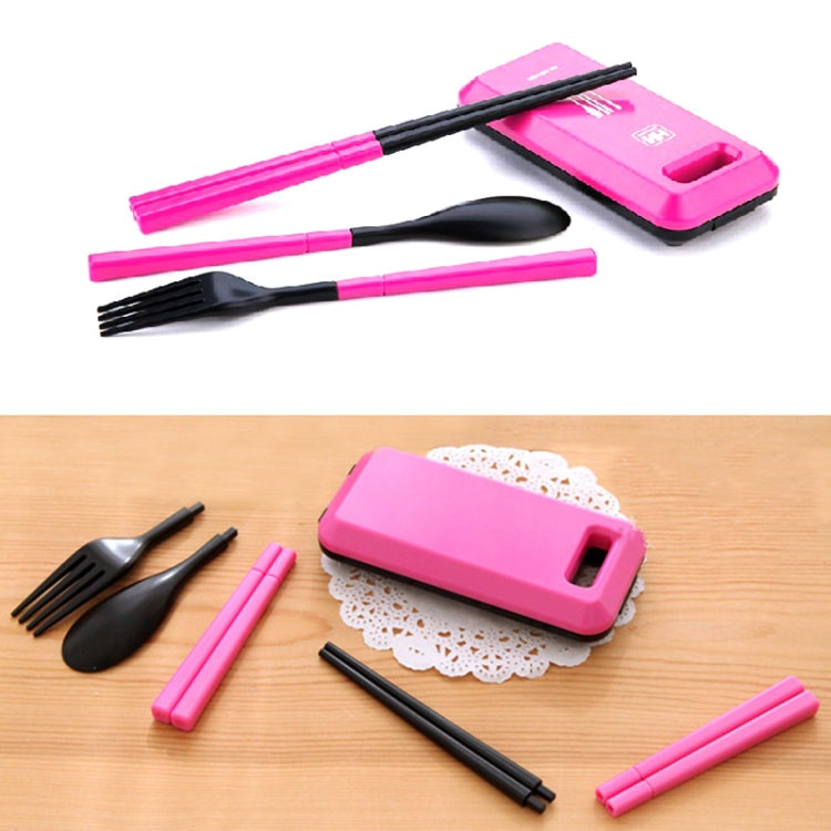 3 in 1 ABS Folding Dinnerware Cutlery Fork Chopsticks Set with Storage Box Outdoor Camping Hiking Traveling Tableware Set(Green) by bashfashion