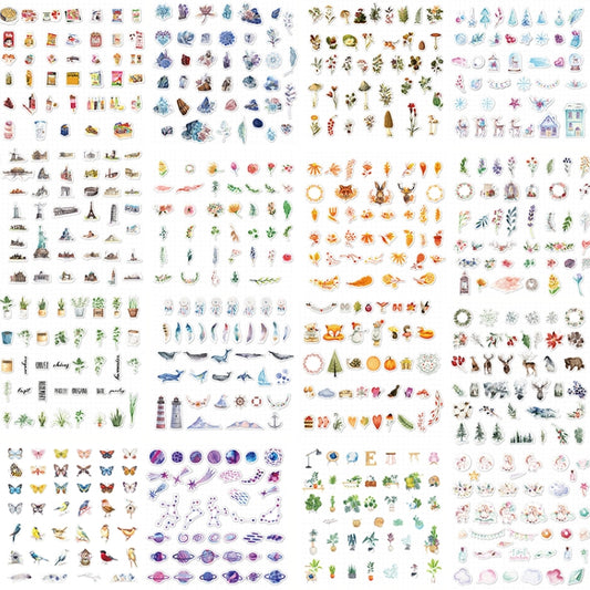 TH001-22 40 in 1 Japanese Paper Decoration Hand Account DIY Sticker(Powder) by bashfashion