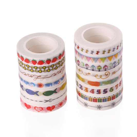 10pcs Paper Tape Hand Ledger Decoration Sticker, 8mmx10m(Digital SM-22) by bashfashion