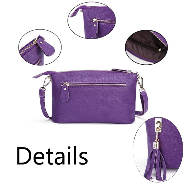 Ladies Fringed One-Shoulder Diagonal Bag Large-Capacity Casual Bag(Deep Purple) by bashfashion