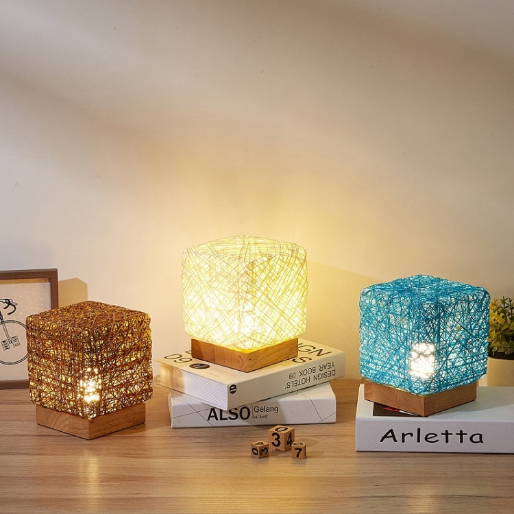 USB Square Sepak Takraw Table Lamp Bedroom Bedside Decorative Light, Spec: Dimming Switch+Base(Beige) by bashfashion