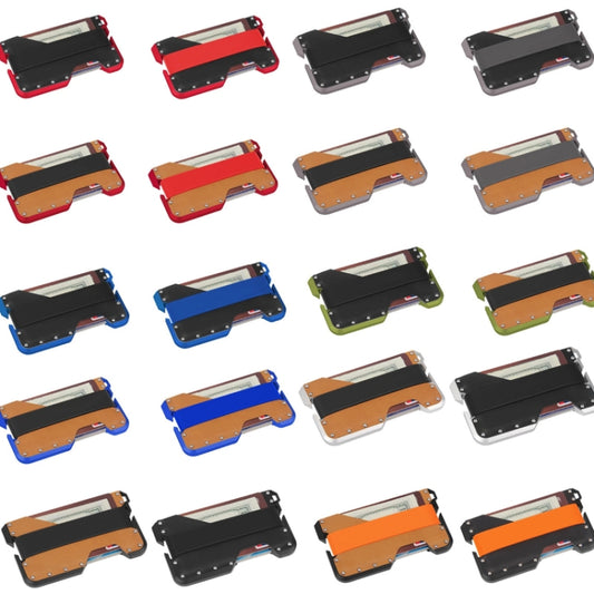 JK02 Metal Card Holder RFID Anti-Theft Leather Wallet EDC Multifunctional Stainless Steel Aluminum Alloy Card Holder(Gray + Black + Black) by bashfashion