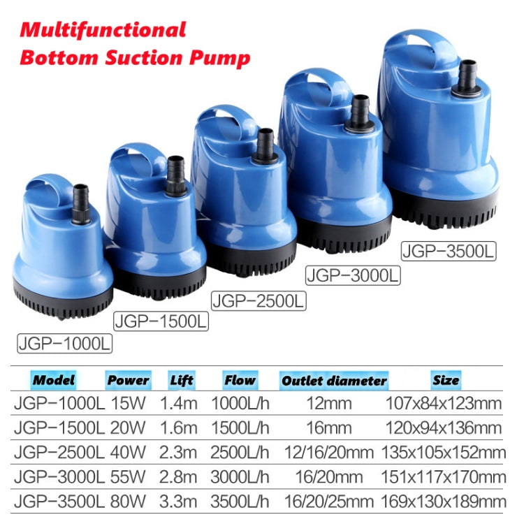 SUNSUN Fish Tank JGP Bottom Suction Water Filter Pump, CN Plug, Specification: 1000L 15W+12mmx2m Water Pipe by bashfashion