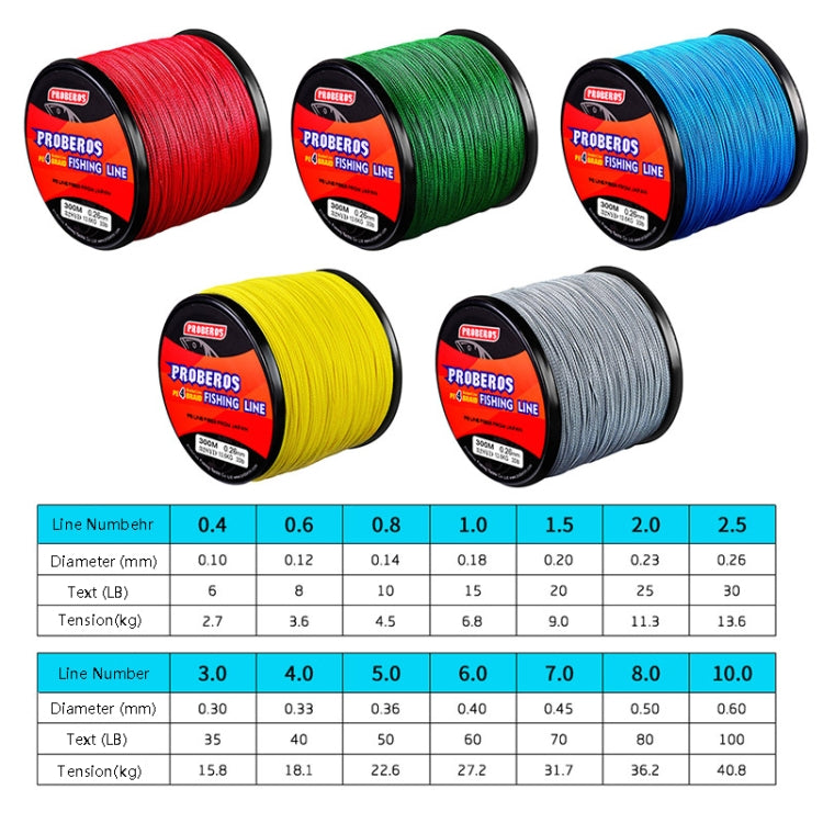 PROBEROS 4 Edited 300M Fish Line, Line number: 5.0 / 50LB(Yellow) by PROBEROS