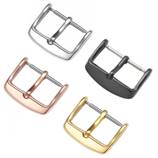 5pcs IP Plated Stainless Steel Pin Buckle Watch Accessories, Color: Rose Gold 20mm by bashfashion