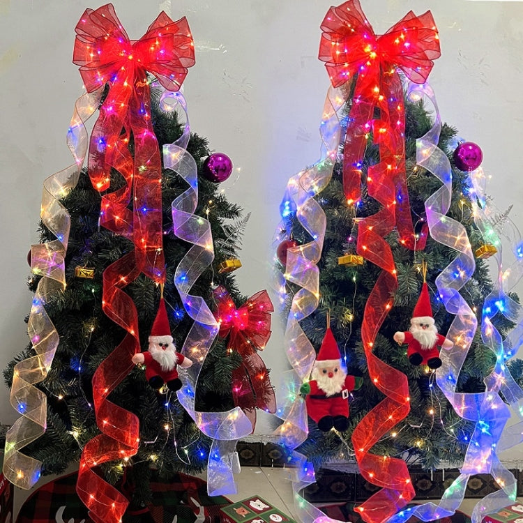 Christmas Ornament Double Light Board Yarn Ribbon String Lights, Specification: 1m(Silver Warm Light) by bashfashion