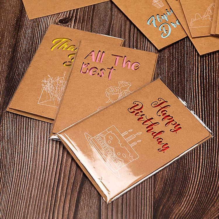 10 PCS Retro Hollow Kraft Blessing Card with Envelope(Beautiful Life) by bashfashion