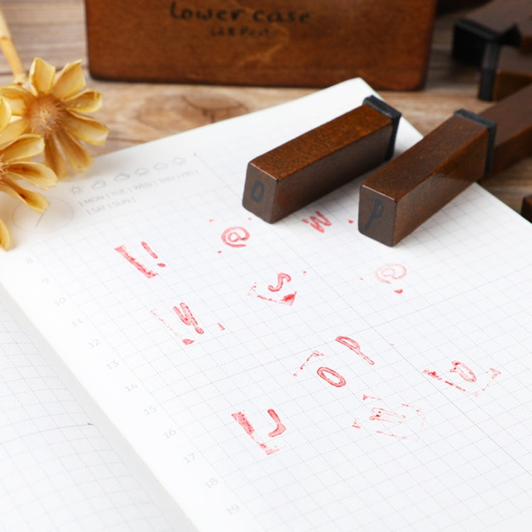 E13 28PCS/Set Vintage Wooden Alphabet and Number Diary Handbook DIY Stamps(Cursive Capital) by bashfashion