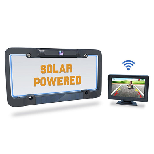 Solar License Plate Frame Wireless Transmission Reversing Camera Display by bashfashion