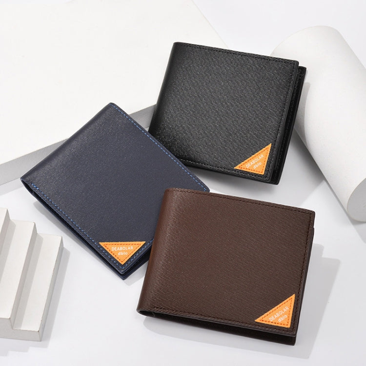 DEABOLAR Men Short Wallet Cross Pattern Tri-Fold Zipper Coin Purse Driver License Card Holder(Coffee) by DEABOLAR