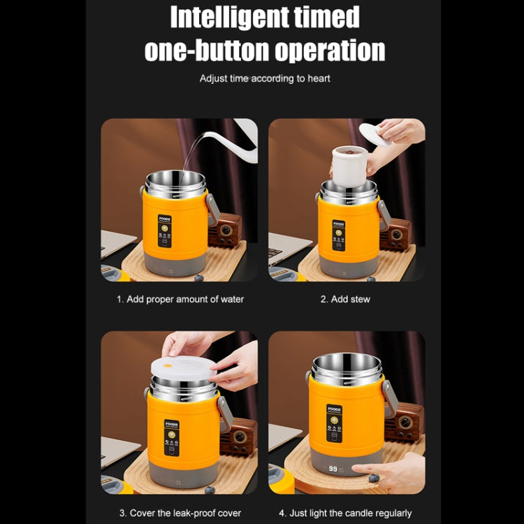 2.0L 304 Food Grade Insulated Lunch Box Electric Thermostat Lunch Bucket, CN Plug, Color: Temperature Display Beige Power Cord by bashfashion