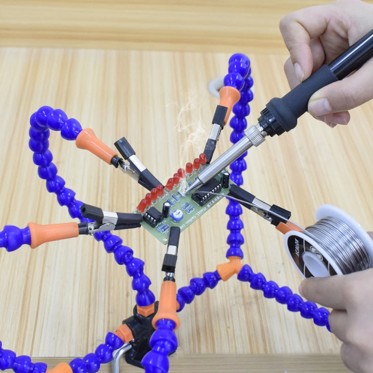 Phone PCB Circuit Board Repair Fixed Folder Welding Assisted DIY Model Clamping Tool, Style: 5 Claws+Magnifying Glass (Blue) by bashfashion