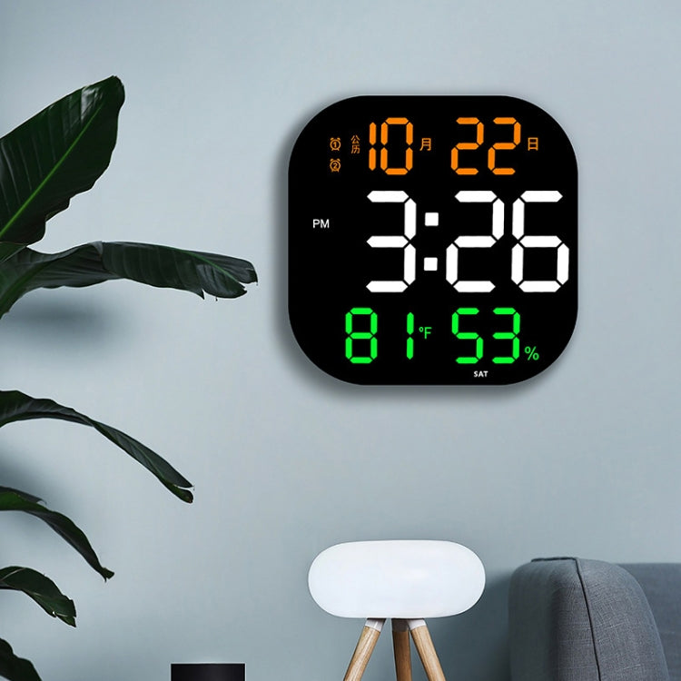 13-Inch LED Acrylic Electronic Clock Large-Screen Square Wall Clock With Timing Temperature Humidity(6632 White Blue) by bashfashion