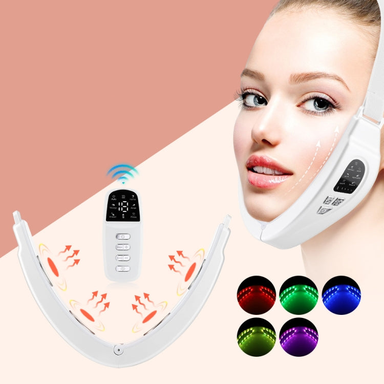 S1 EMS Microcurrent Colored Light Massage Beauty Instrument Remote Face Slimming Device(White) by bashfashion