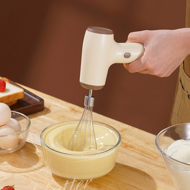 Wireless Mini Handheld Multi-Function Electric Stirring Mixer, Color: Double Stick Beige(5 Gear) by bashfashion