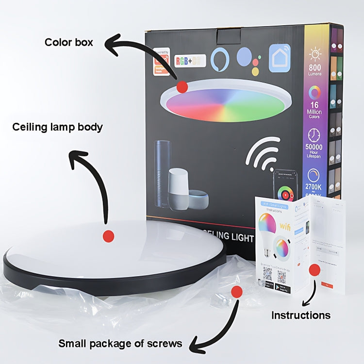 24W 30cm RGBCW Full Color Smart WiFi Tuya Ceiling Light with Remote Control by bashfashion