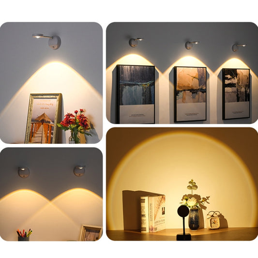 Rechargeable LED Motion Sensor Wireless Spotlight Dimmable Picture Light 2000mAH(Black) by bashfashion