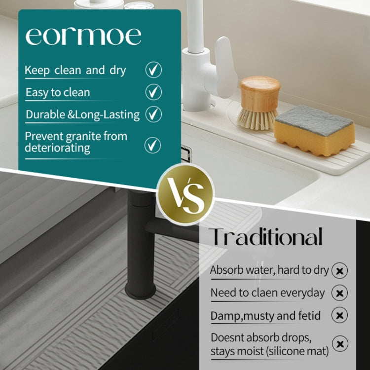 Faucet Sink Drying Mat Diatomaceous Earth Stone Splashproof Absorbent Sink Drainage Mat, Color: K03 White(60x10cm) by bashfashion