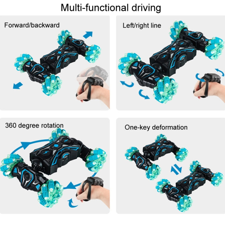 2.4G Spray RC Car Gesture Sensor Music Lights Twist Stunt Drift Car Double Side Driving Buggy Toy, Color: Handle+Watch RC Green by bashfashion