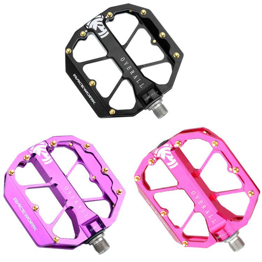 RACEWORK D029 CNC Triple Bearing Hollow Anti-slip Bicycle Pedals(Purple) by RACEWORK