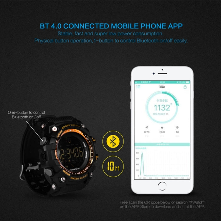 EX16 1.12 Inch FSTN LCD Full Angle Screen Display Sport Smart Watch, IP67 Waterproof, Support Pedometer / Stopwatch / Alarm / Notification Remind / Call Notify / Camera Remote Control / Calories Burned, Compatible with Android and iOS Phones(Black) by bashfashion
