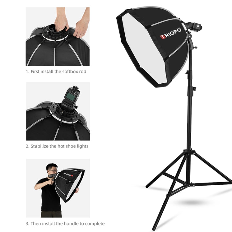 TRIOPO KS65 65cm Speedlite Flash Octagon Parabolic Softbox Diffuser with Bracket Mount Handle for Speedlite by TRIOPO