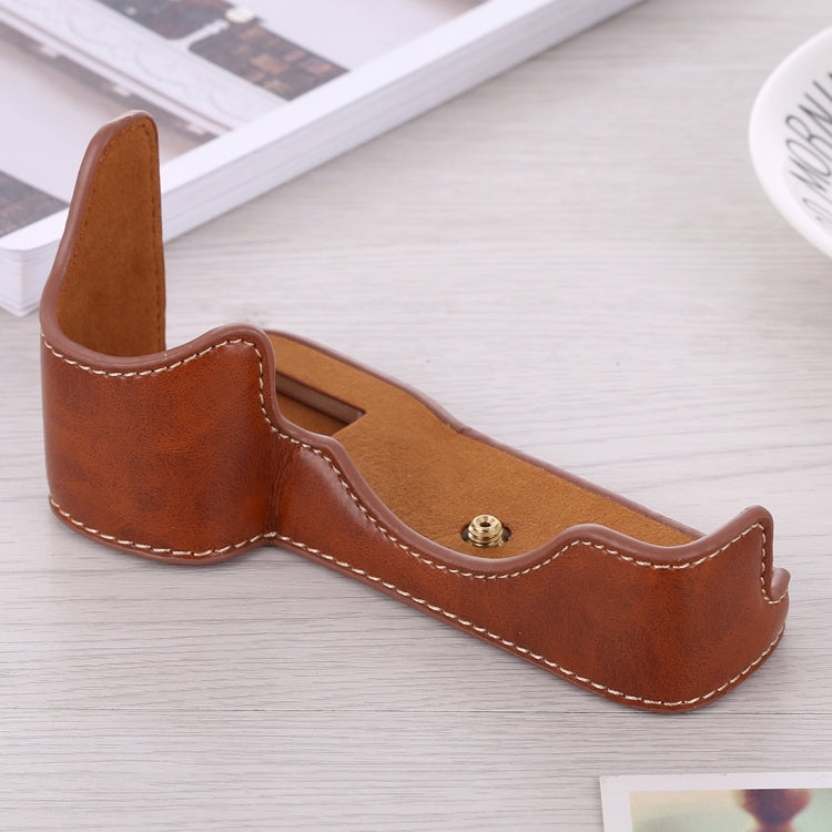 1/4 inch Thread PU Leather Camera Half Case Base for Sony ILCE-A9 / A9 / A7RIII(Brown) by bashfashion