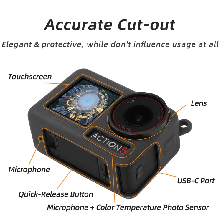 For DJI Osmo Action 5 Pro Sunnylife Silicone Protective Case Scratch-proof Camera Cover with Lanyard (Orange) by Sunnylife