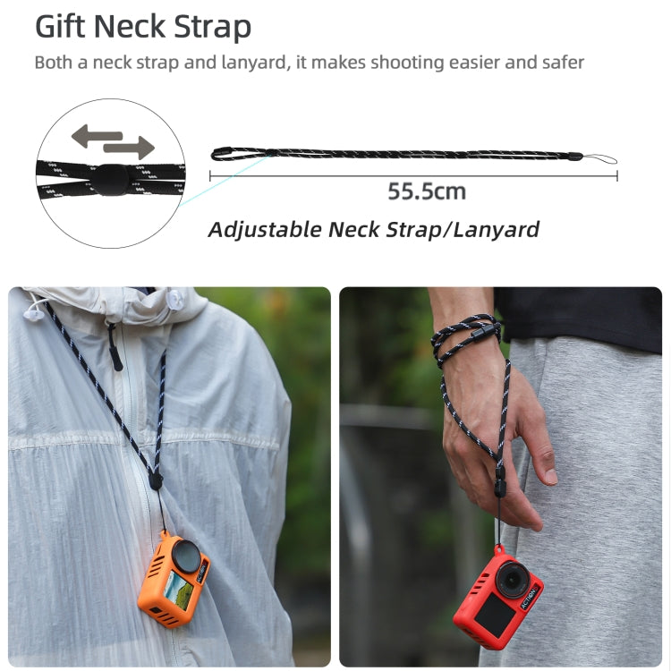 For DJI Osmo Action 5 Pro Sunnylife Silicone Protective Case Scratch-proof Camera Cover with Lanyard (Red) by Sunnylife