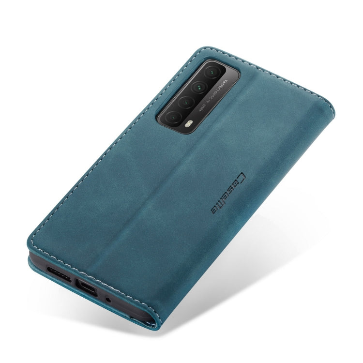 For Huawei P Smart 2021 CaseMe-013 Multifunctional Retro Frosted Horizontal Flip Leather Case with Card Slot & Holder & Wallet(Blue) by CaseMe